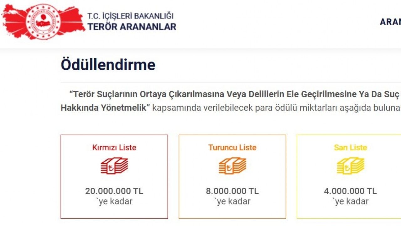 Terör ihbar ödüllerinde rekor artış: Kırmızı listedekilere 20 milyon lira