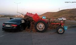 Otomobille traktörün çarpıştığı kazada 1 yaralı