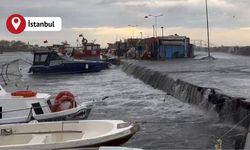 İstanbul'da lodos, dalgalar sahilleri vurdu