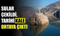 Sular çekildi, tarihi kale ortaya çıktı