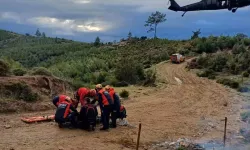 Askeri helikopter, kaza yapan motokrosçunun imdadına yetişti