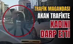 Trafiğin ortasında durup kadına saldırdı