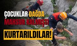 Dağda mahsur kalan 2 çocuk kurtarıldı