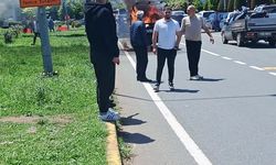 Hopa uluslararası transit yolda araç alev aldı, trafik kilitlendi
