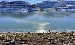 Bayburt'ta gölet buz tuttu, soğuk hava etkisini artırdı