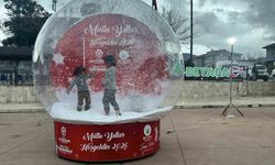 Beyağaçlılar yılbaşı hatıralarını dev kar küresiyle ölümsüzleşiyor