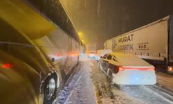 Elazığ'da kar yağışından dolayı araçlar yolda kaldı