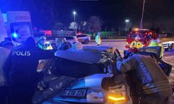 Kadıköy'de virajı alamayan sürücü, takla atıp elektrik direğini devirdi