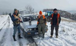 Amasya'da su kanalına düşen karacayı avcılar kurtardı