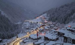 Beyaza bürünen turizm cenneti Ayder havadan görüntülendi