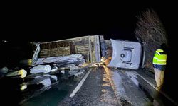 Bilecik'te direksiyon hakimiyetini kaybeden tır sürücüsü kaza yaptı