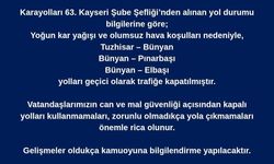 Bünyan'da ulaşıma kar engeli