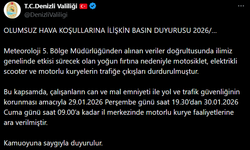 Denizli Valiliği fırtına nedeniyle motorlu kurye faaliyetlerini durdurdu