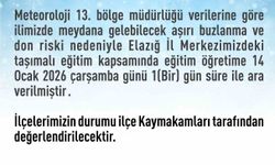 Elazığ'da taşımalı eğitime 1 gün ara