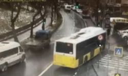 Esenler'de otoparka dalan İETT otobüsünün altında kalmaktan son anda kurtuldu