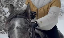 Kar üstünde dört nala at şovu