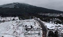 Karla kaplanan Aydos havadan görüntülendi