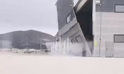 Kütahya'da şiddetli rüzgâr fabrikanın duvarını işte böyle yıktı