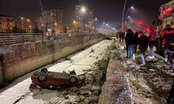 Otomobil kanala uçtu: 1 yaralı