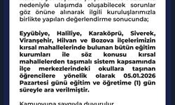 Şanlıurfa'da bazı ilçelerin kırsal bölgedeki okulları tatil edildi