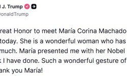 Venezuelalı muhalif lider Machado Nobel Barış Ödülü madalyasını Trump'a verdi