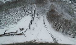 Zonguldak'ta beyaz güzellik havadan görüntülendi