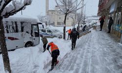 Demirözü'nde cadde ve ara sokaklar kardan temizleniyor