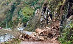 Giresun İl Özel İdaresi heyelanlı yolu ulaşıma açtı