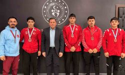 Güreş ve halter şampiyonlarından Kabakcı'ya ziyaret