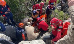 Keçilerin peşinden gidip kaya yarığına sıkışan Ayşe teyze komşularını dinlememiş