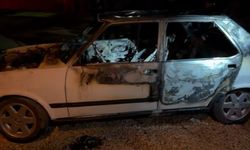 Malatya'da park halindeki araç yandı