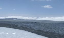 Patnos Barajı, karla örtülü dağlar ve mavi rengiyle büyüledi