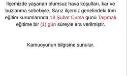 Sarız'da taşımalı eğitime 1 gün ara verildi