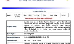 Tunceli için 'Kuvvetli Yağış' uyarısı