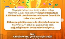 Yılda 3 bin 365 kullanımla, halk otobüsü kullanma rekoru kırdı