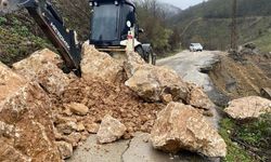 Aşırı yağışlar heyelana neden oldu yol çatladı
