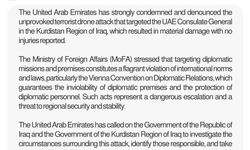 BAE, Irak Kürt Bölgesel Yönetimi'ndeki başkonsolosluğuna İHA saldırısı yapıldığını açıkladı: 'Kınıyoruz'