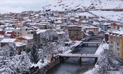 Bayburt kar yağışıyla beyaza büründü