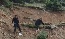 Çamura saplanan keçi son anda kurtarıldı