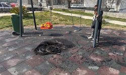 Keşan'da çocuk parkında yakılan ateş oyun gruplarına zarar verdi