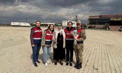 Mardin'de jandarma kadın sürücüleri karanfille karşıladı, KADES'i anlattı