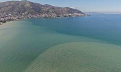 Ordu'da eriyen kar suları denizin rengini değiştirdi