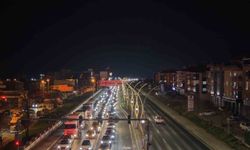 Polatlı'da bayram dönüşü oluşan trafik havadan görüntülendi