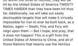 Trump'tan İran'a Hürmüz Boğazı uyarısı: 'Yirmi kat daha sert şekilde vururuz'