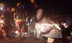 Bandırma'da takla atan araçta 2 kişi yaralandı