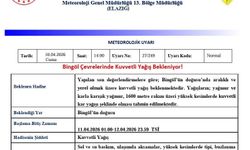 Bingöl için kuvvetli yağış uyarısı