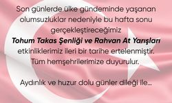 Honaz Tohum Takas Şenliği ve Rahvan At Yarışları, ülke gündeminde yaşanan olumsuzluklar nedeniyle ertelendi