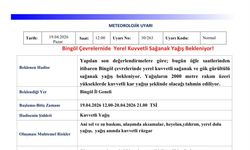 Meteorolojiden Bingöl için yağış uyarısı