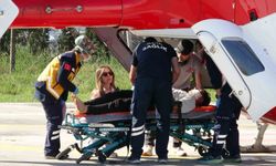 Baltayla odun keserken yaralanan çocuğun imdadına ambulans helikopter yetişti