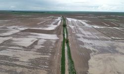 Kırşehir'de selin vurduğu tarım arazileri dron ile görüntülendi